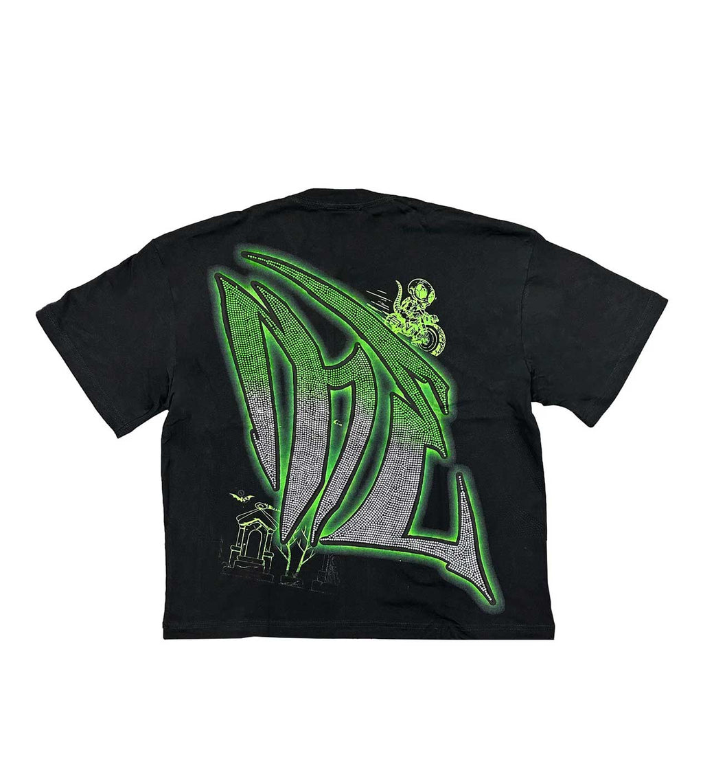 Mixed Emotions Goblin Rhinestone Tee Black