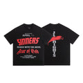 FEAR OF GOD FOG Letter Print Retro Black Crew Neck Short Sleeve Tee
