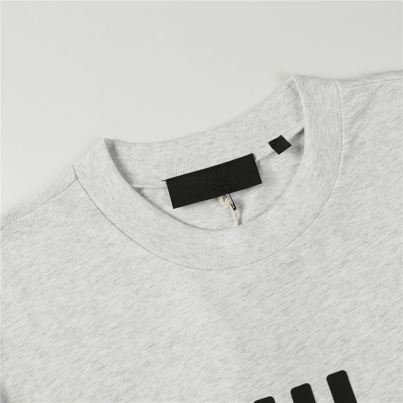 FEAR OF GOD ESSENTIALS 3‑Stripes Silicone Logo Unisex Loose Short Sleeve T‑Shirt