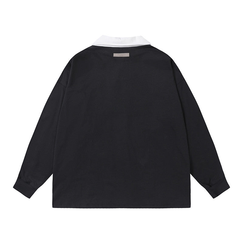 FEAR OF GOD FOG ESSENTIALS Flocked 1977 Loose Long Sleeve Polo