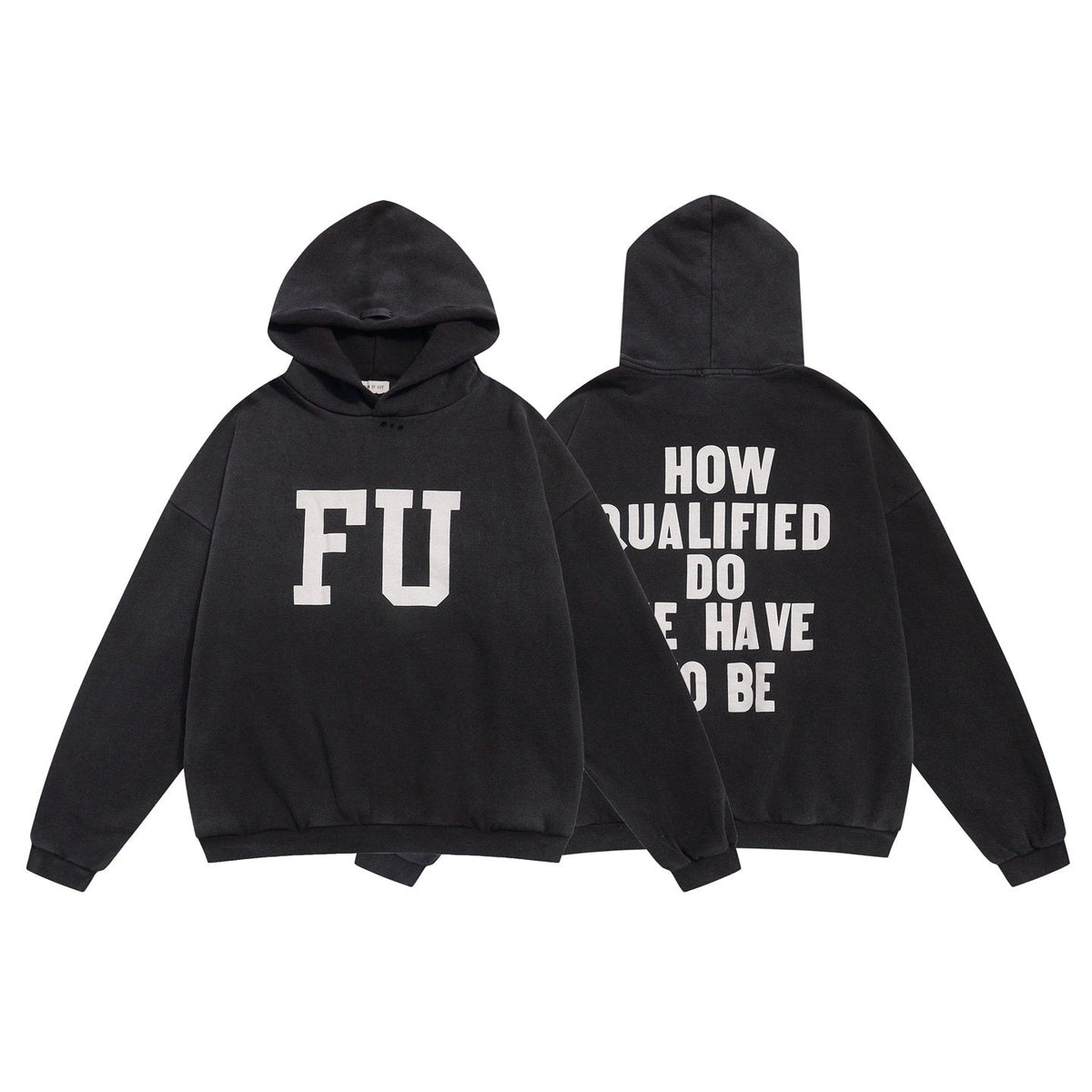 FEAR OF GOD FOG Main Line FU Logo Washed Fleece‑Lined Unisex Hoodie